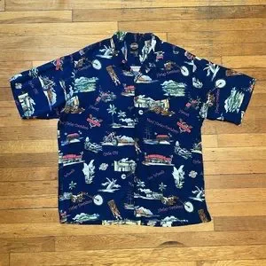 Chemise Hawaïne Vintage Harley-Davidson Taille L - Manches Courtes, Boutonnage Devant - Occasion Très Bon état